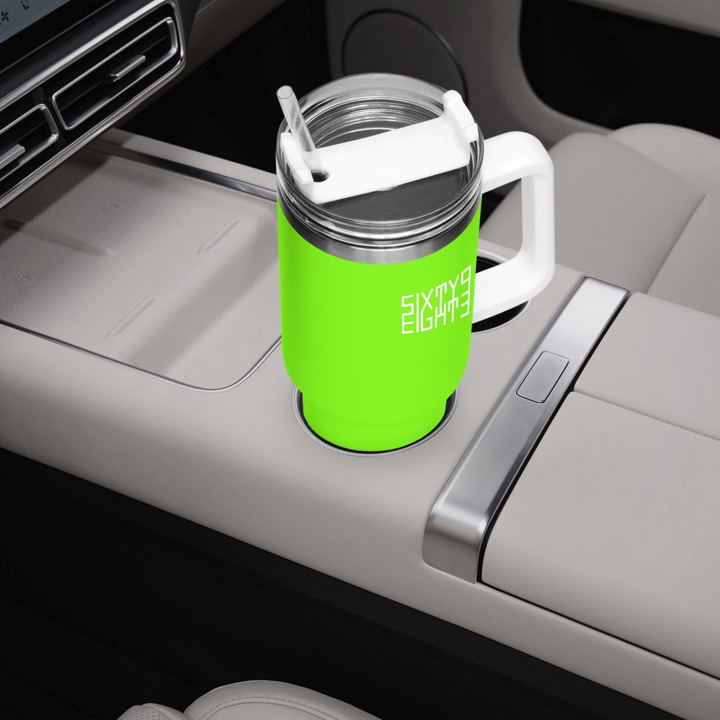 Sixty Eight 93 Logo White Lime Green 40oz Hydrator Tumbler Cup