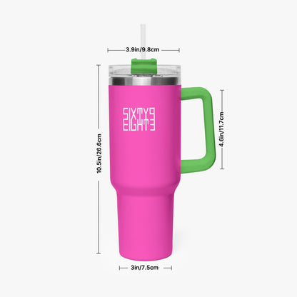 Sixty Eight 93 Logo White Fuchsia 40oz Hydrator Tumbler Cup