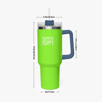 Sixty Eight 93 Logo White Lime Green 40oz Hydrator Tumbler Cup