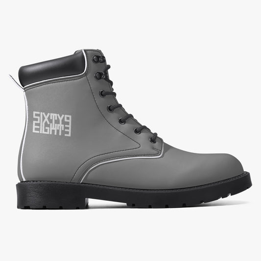 Sixty Eight 93 Logo White Grey Leather Boots