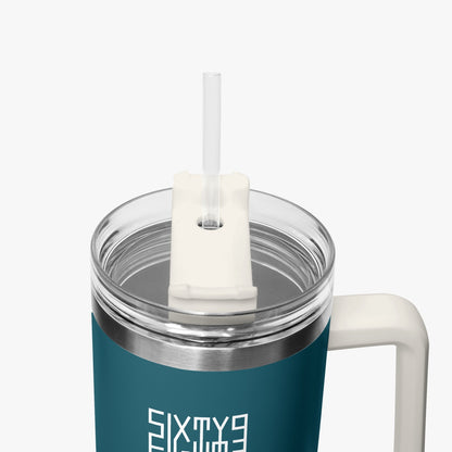 Sixty Eight 93 Logo White Dark Teal 40oz Hydrator Tumbler Cup