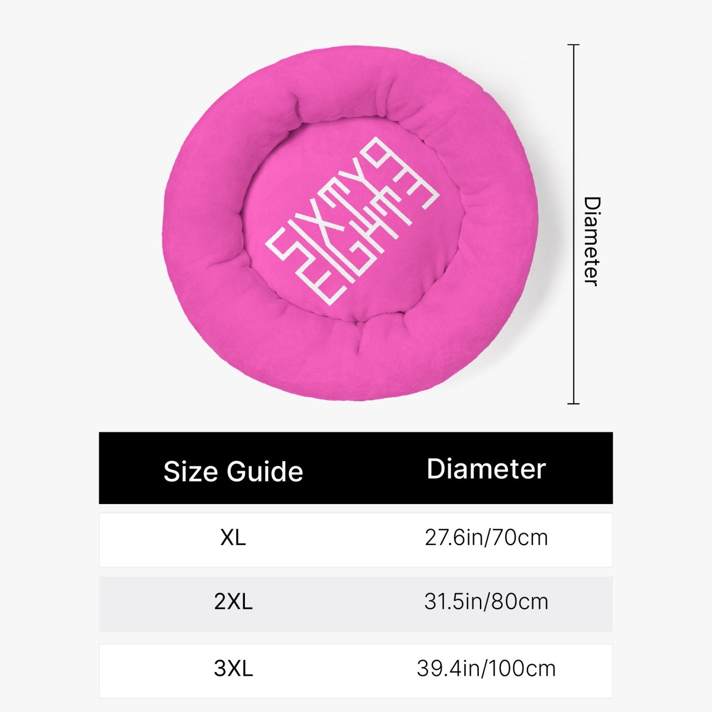 Sixty Eight 93 Logo White Fuchsia Round Large Size Pet Bed