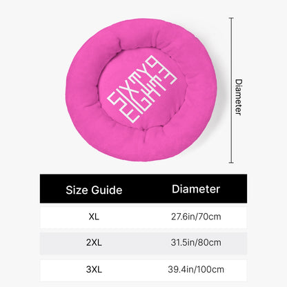 Sixty Eight 93 Logo White Fuchsia Round Large Size Pet Bed