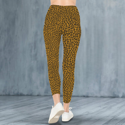 Cheetah Orange High Waist Pockets Leggings