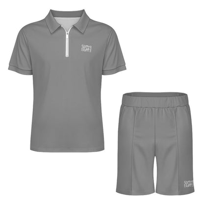 Sixty Eight 93 Men's Grey Zip-Up Polo Set