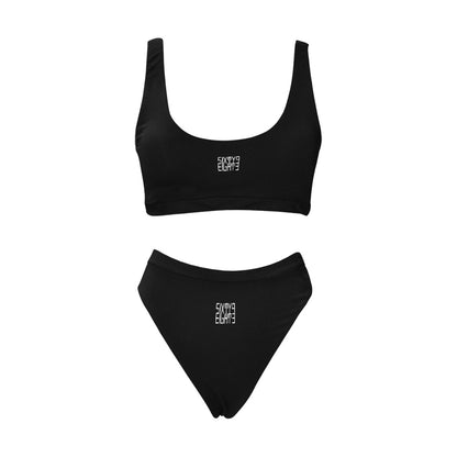 Sixty Eight 93 Logo White Sport Top & High-Waisted Bikini Swimsuit