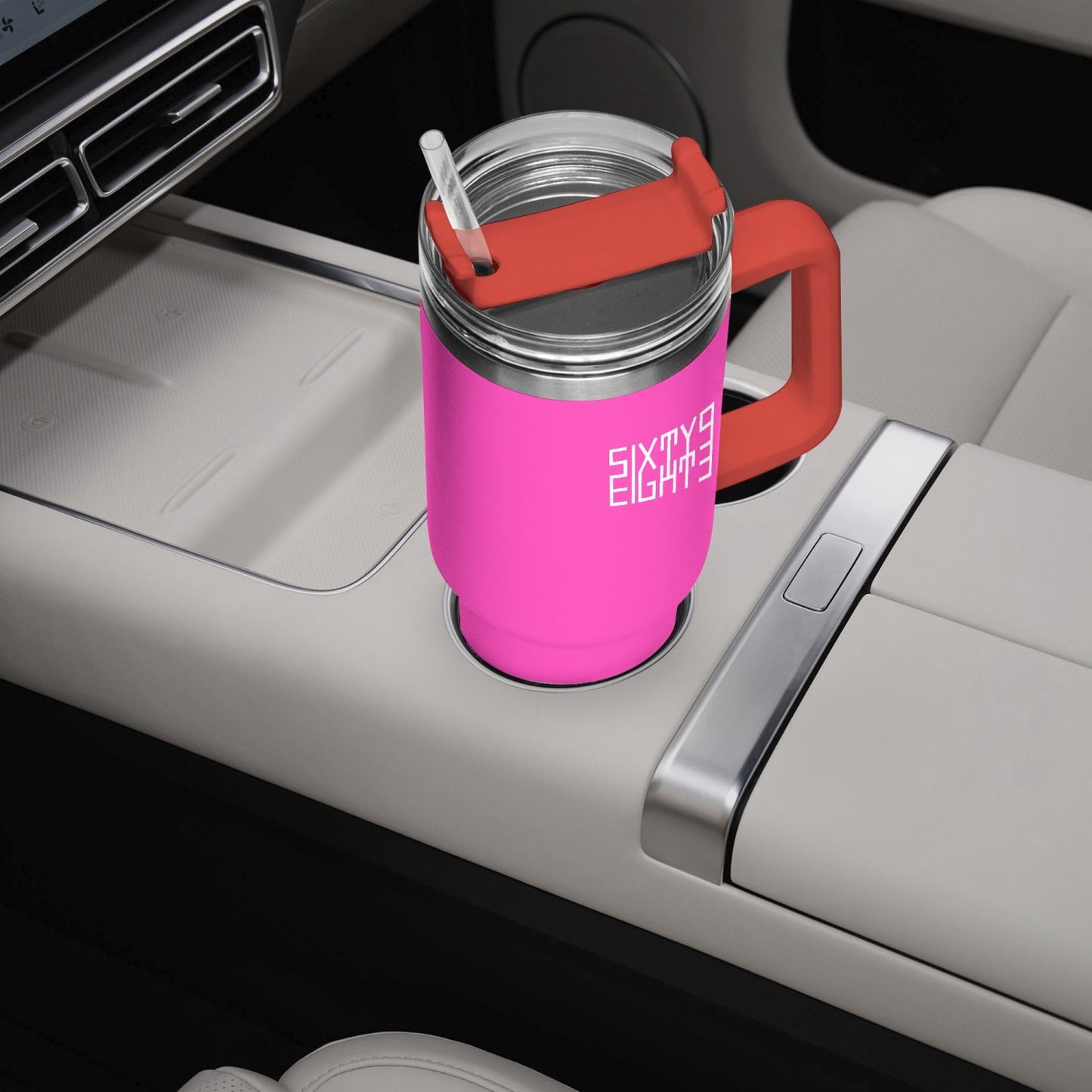 Sixty Eight 93 Logo White Fuchsia 40oz Hydrator Tumbler Cup