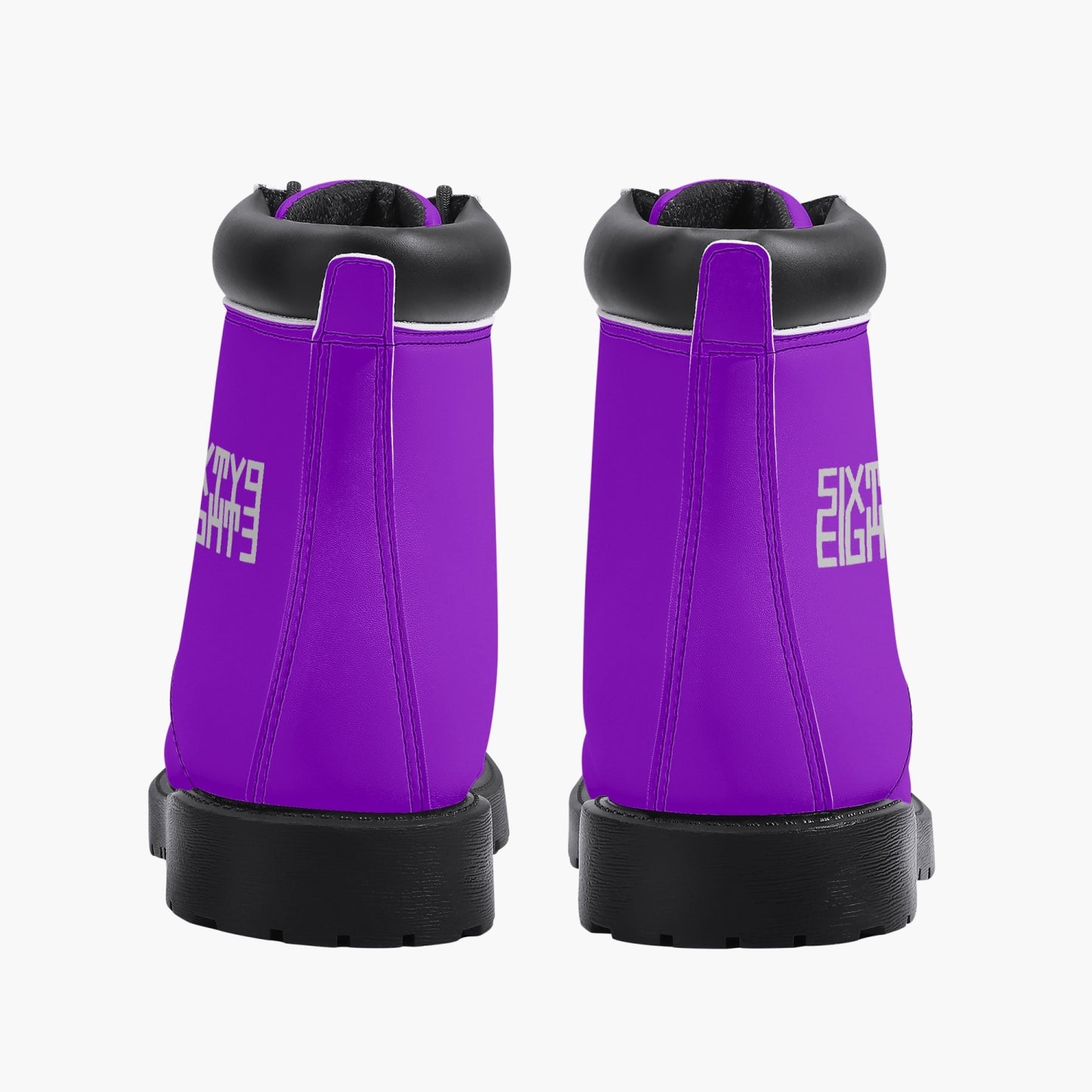 Sixty Eight 93 Logo White Purple Leather Boots