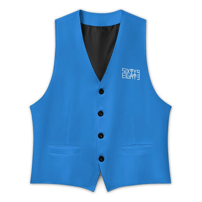 Sixty Eight 93 Logo White Bright Navy Blue Men's Sleeveless Suit Vest