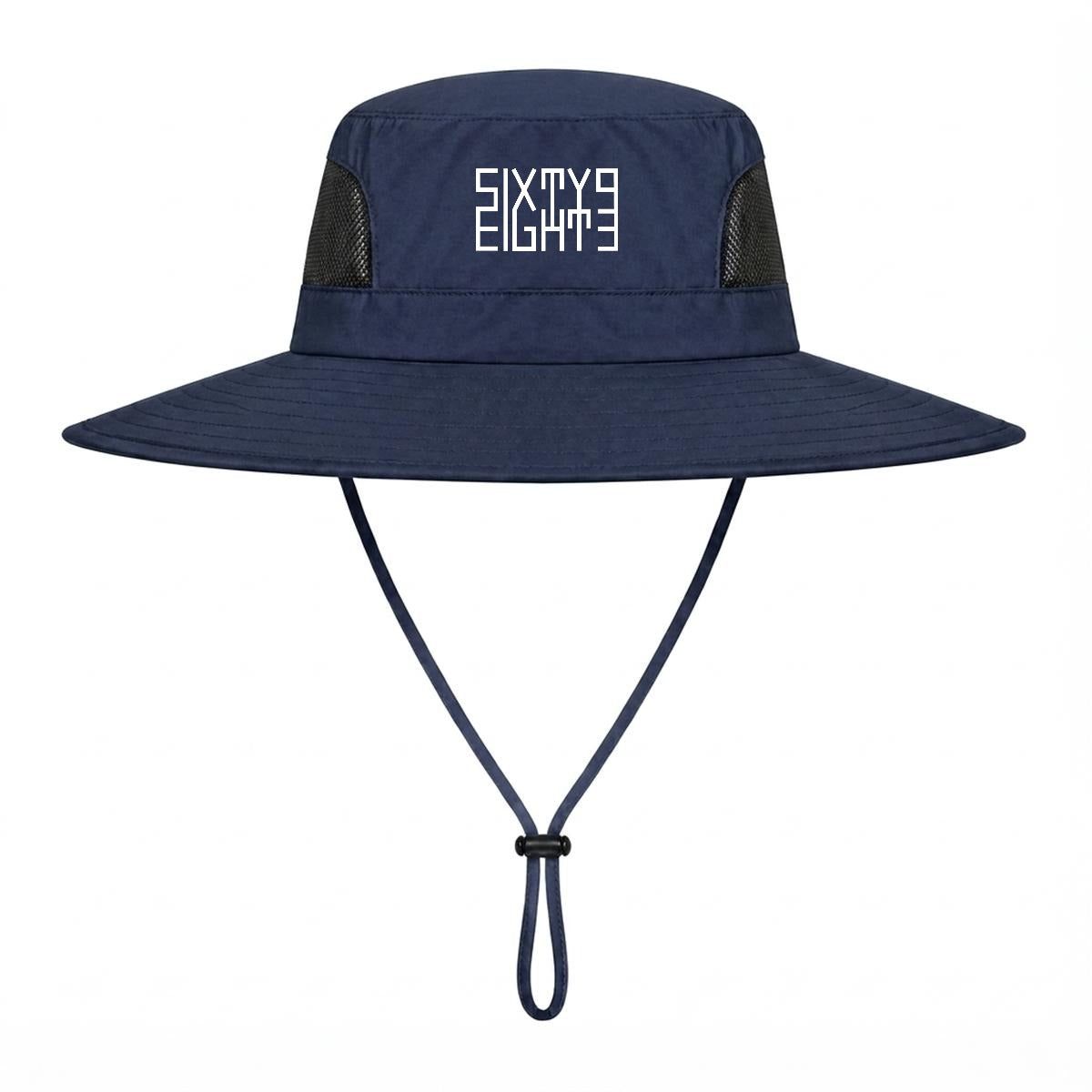 Sixty Eight 93 Logo White UPF 50+ Wide Brim Outdoor Sun Hat
