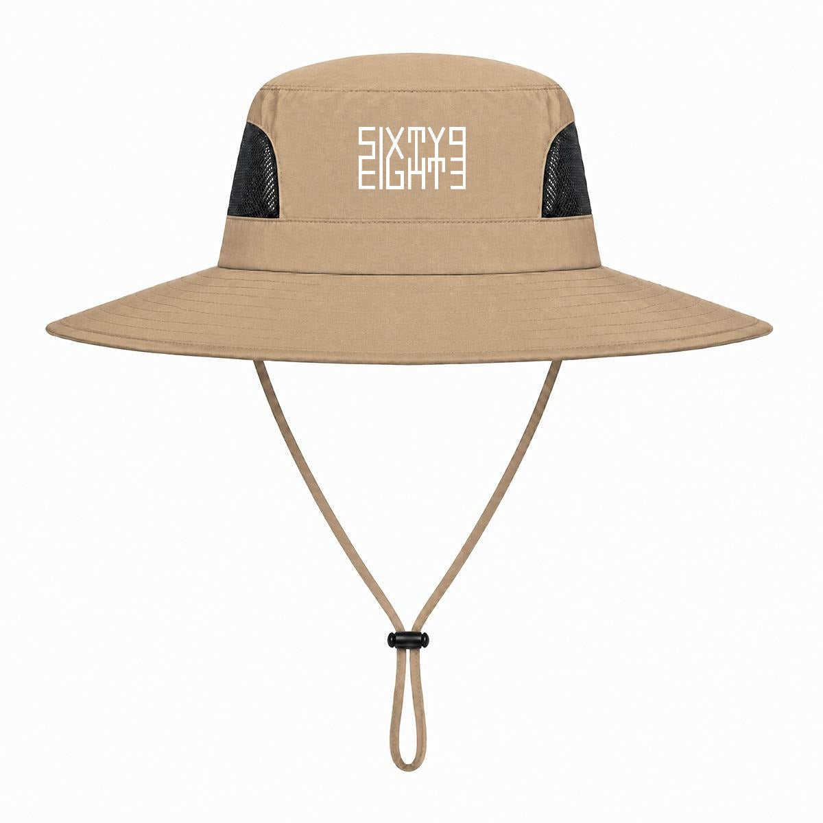 Sixty Eight 93 Logo White UPF 50+ Wide Brim Outdoor Sun Hat
