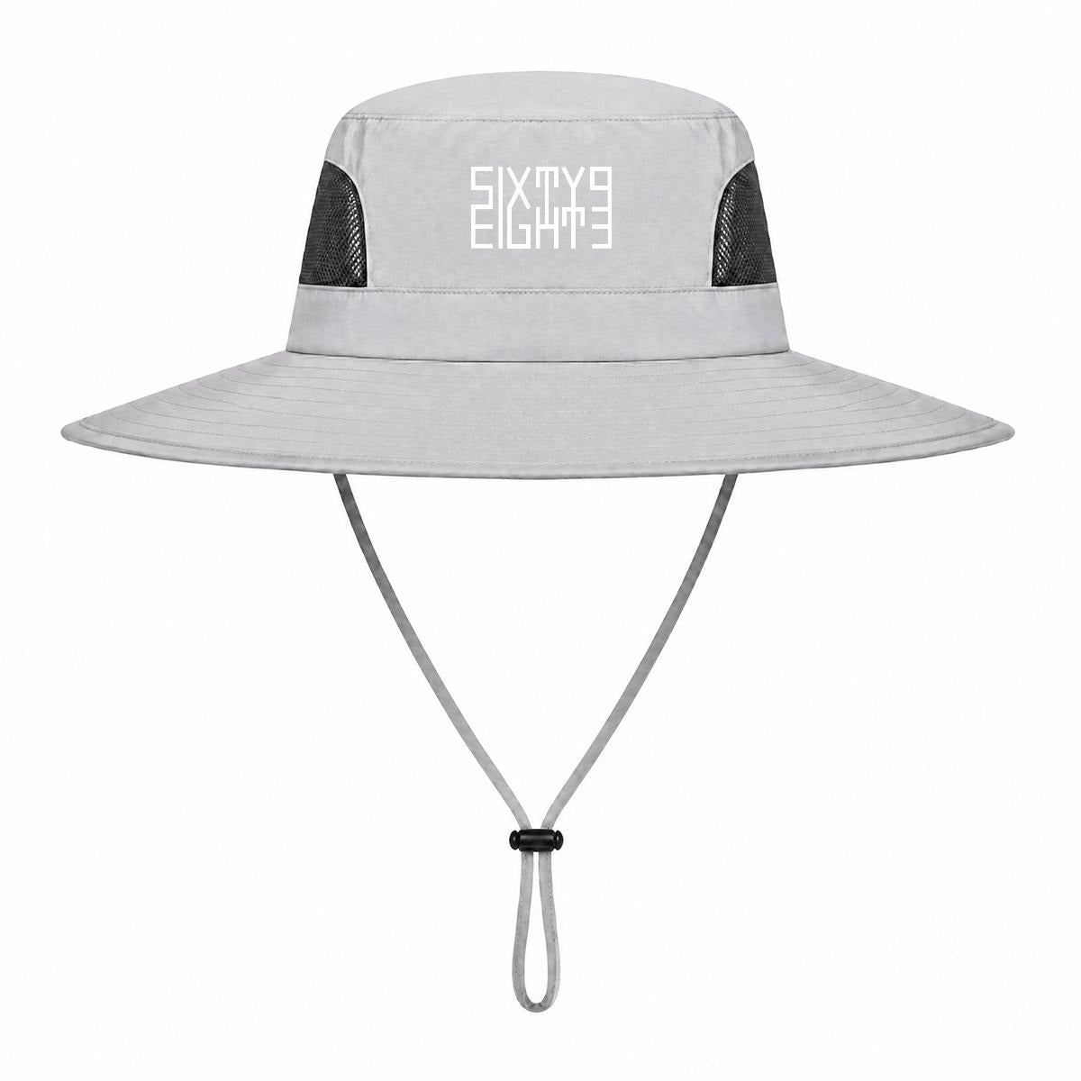 Sixty Eight 93 Logo White UPF 50+ Wide Brim Outdoor Sun Hat