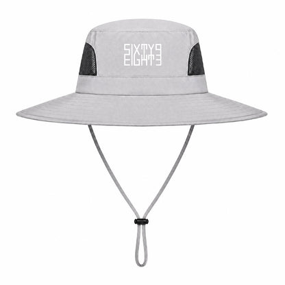 Sixty Eight 93 Logo White UPF 50+ Wide Brim Outdoor Sun Hat