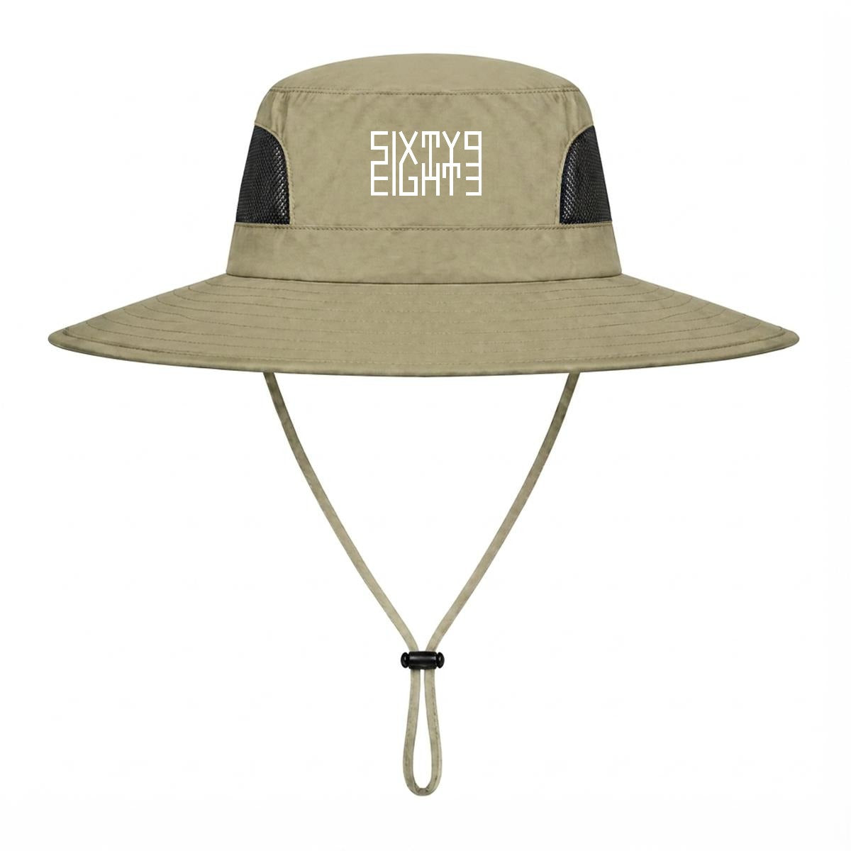 Sixty Eight 93 Logo White UPF 50+ Wide Brim Outdoor Sun Hat