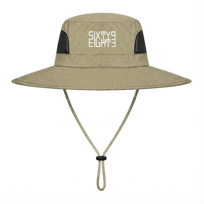 Sixty Eight 93 Logo White UPF 50+ Wide Brim Outdoor Sun Hat