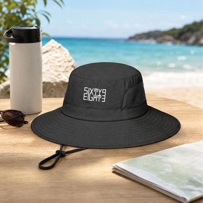 Sixty Eight 93 Logo White UPF 50+ Wide Brim Outdoor Sun Hat