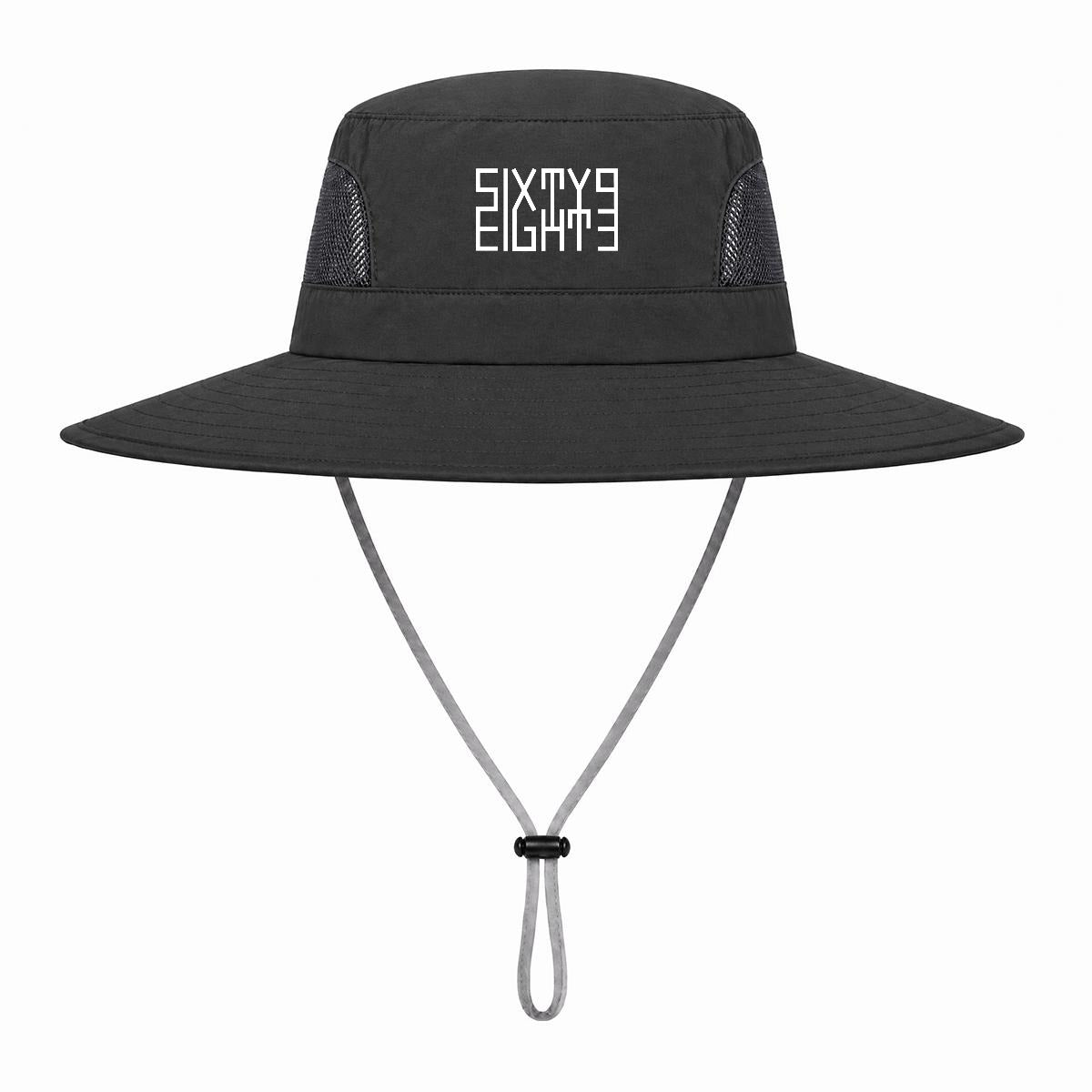 Sixty Eight 93 Logo White UPF 50+ Wide Brim Outdoor Sun Hat