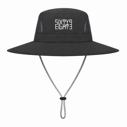 Sixty Eight 93 Logo White UPF 50+ Wide Brim Outdoor Sun Hat
