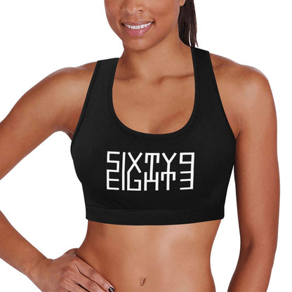 Sixty Eight 93 Logo White Black Sports Bra