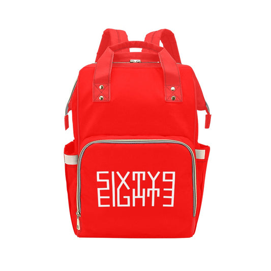 Sixty Eight 93 Logo White Red Multi-Function BackPack