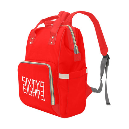 Sixty Eight 93 Logo White Red Multi-Function BackPack