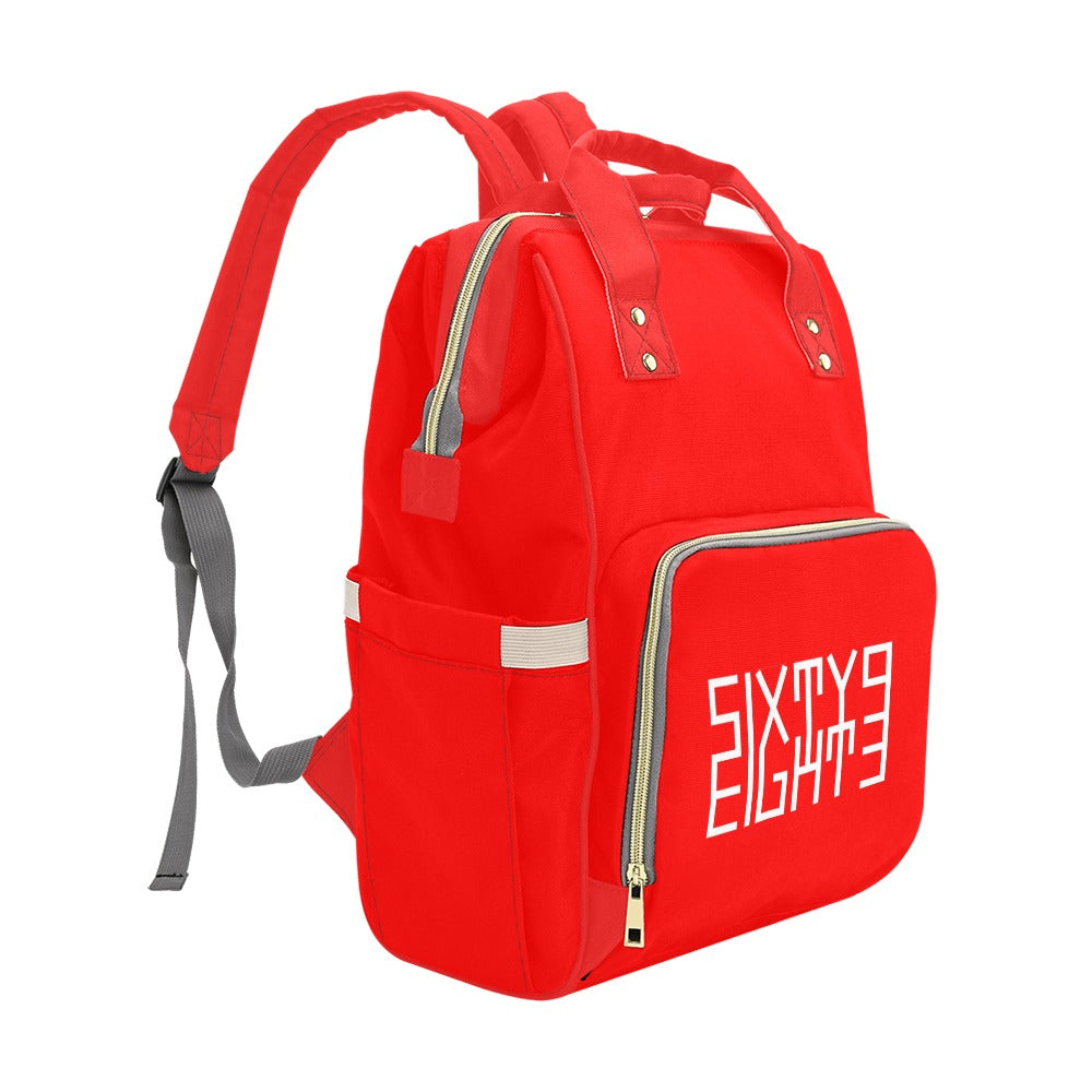 Sixty Eight 93 Logo White Red Multi-Function BackPack