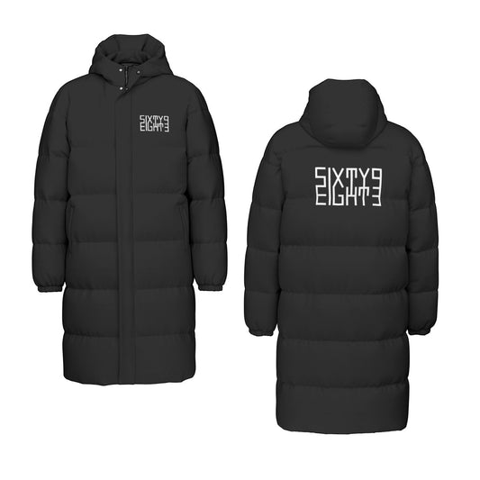 Sixty Eight 93 Logo White Black Unisex Puff Long Jacket