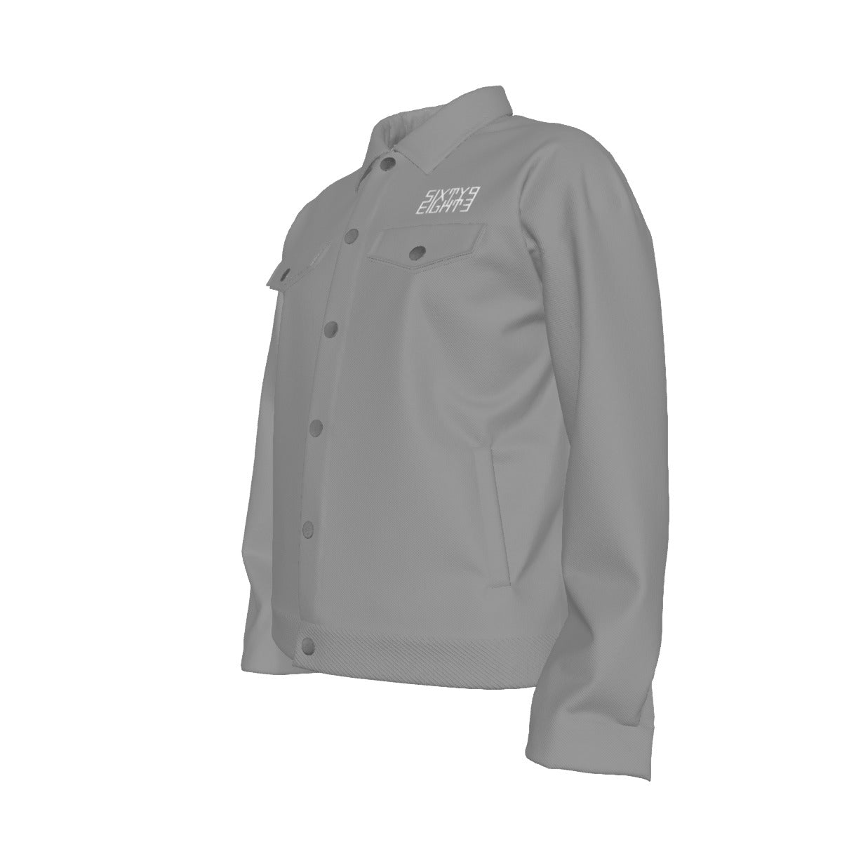 Sixty Eight 93 Logo White Grey Unisex Lapel Jacket