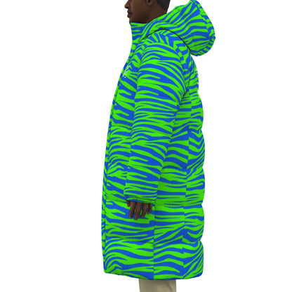 Sixty Eight 93 Logo White Zebra Blueberry Lime Unisex Puff Long Down Jacket