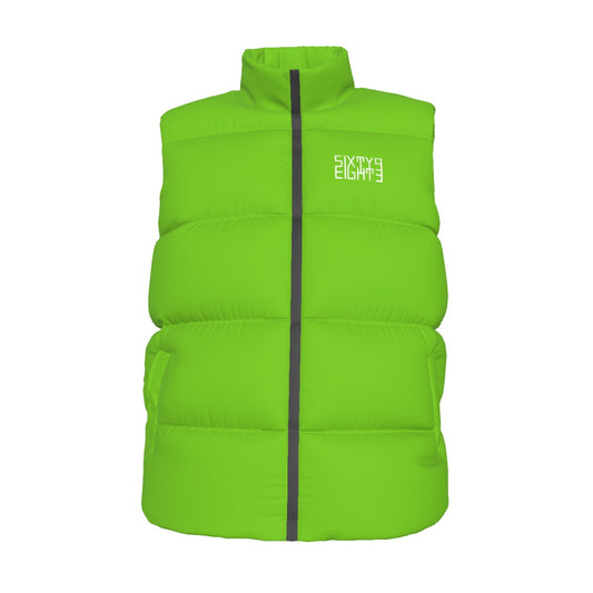 Sixty Eight 93 Logo White Green Apple Unisex Puffer Vest