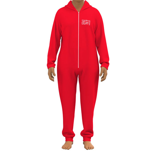 Sixty Eight 93 Logo White Red Unisex Thickened Home Onesie #3