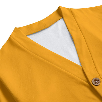 Sixty Eight 93 Logo White Orange Unisex V-Neck Knitted Fleece Cardigan
