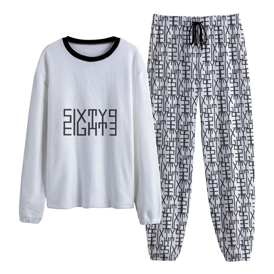 Sixty Eight 93 Logo Black White Unisex Thicken Pajama Set #2
