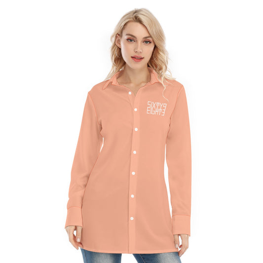 Sixty Eight 93 Logo White Peach Women's Long Shirt