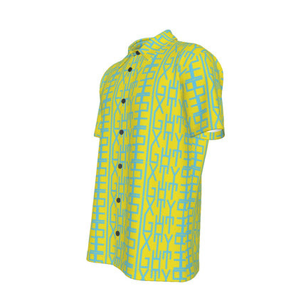 Sixty Eight 93 Infinity Aqua Blue & Yellow Button Up Shirt