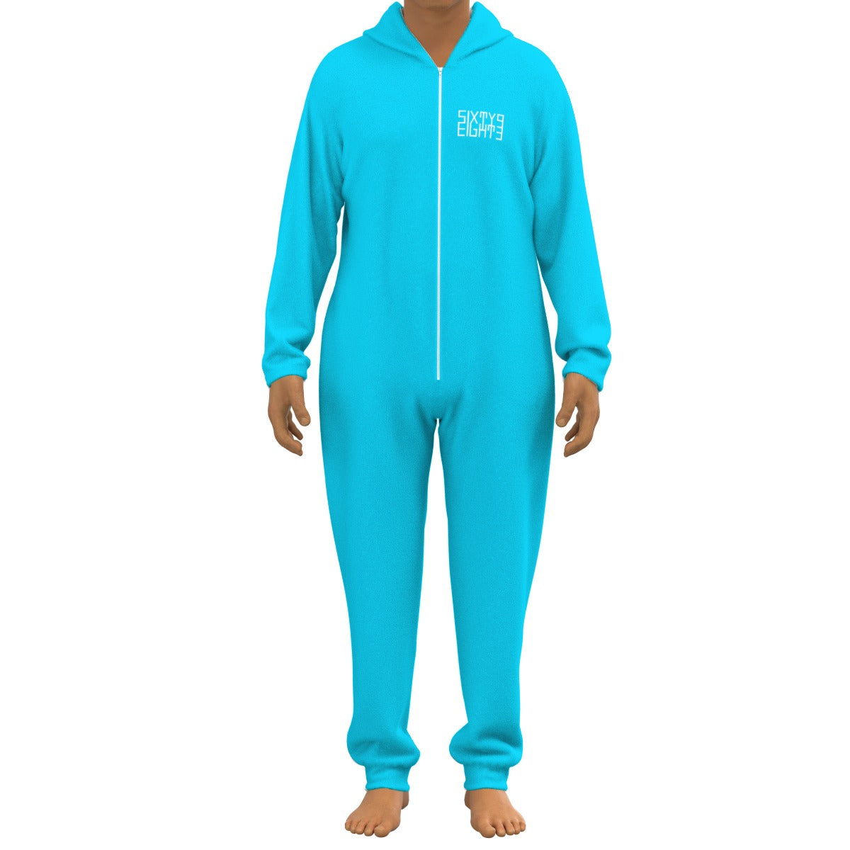 Sixty Eight 93 Logo White Aqua Blue Unisex Thickened Home Onesie #12