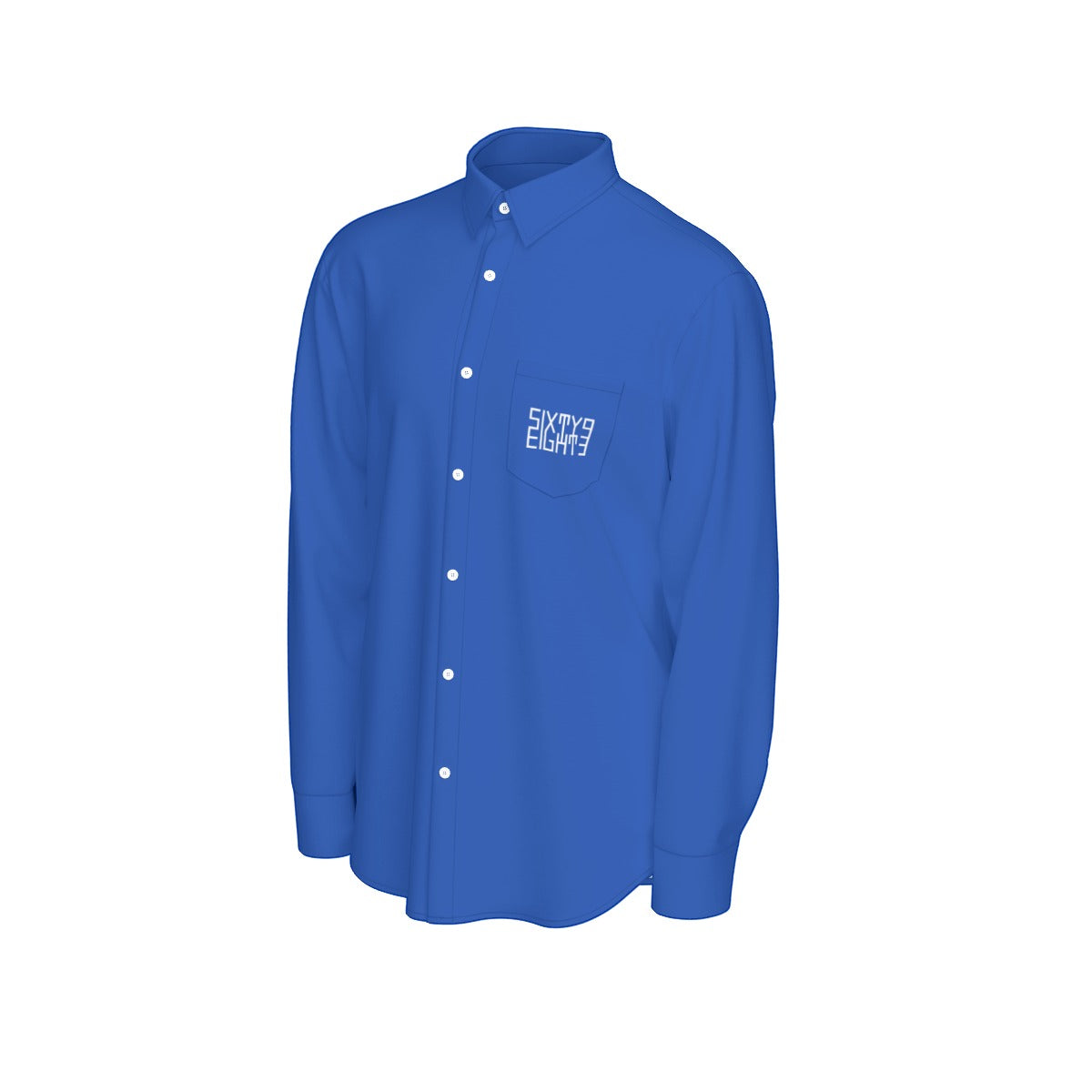 Sixty Eight 93 Logo White Blue Men's Cotton Long Sleeve Shirt