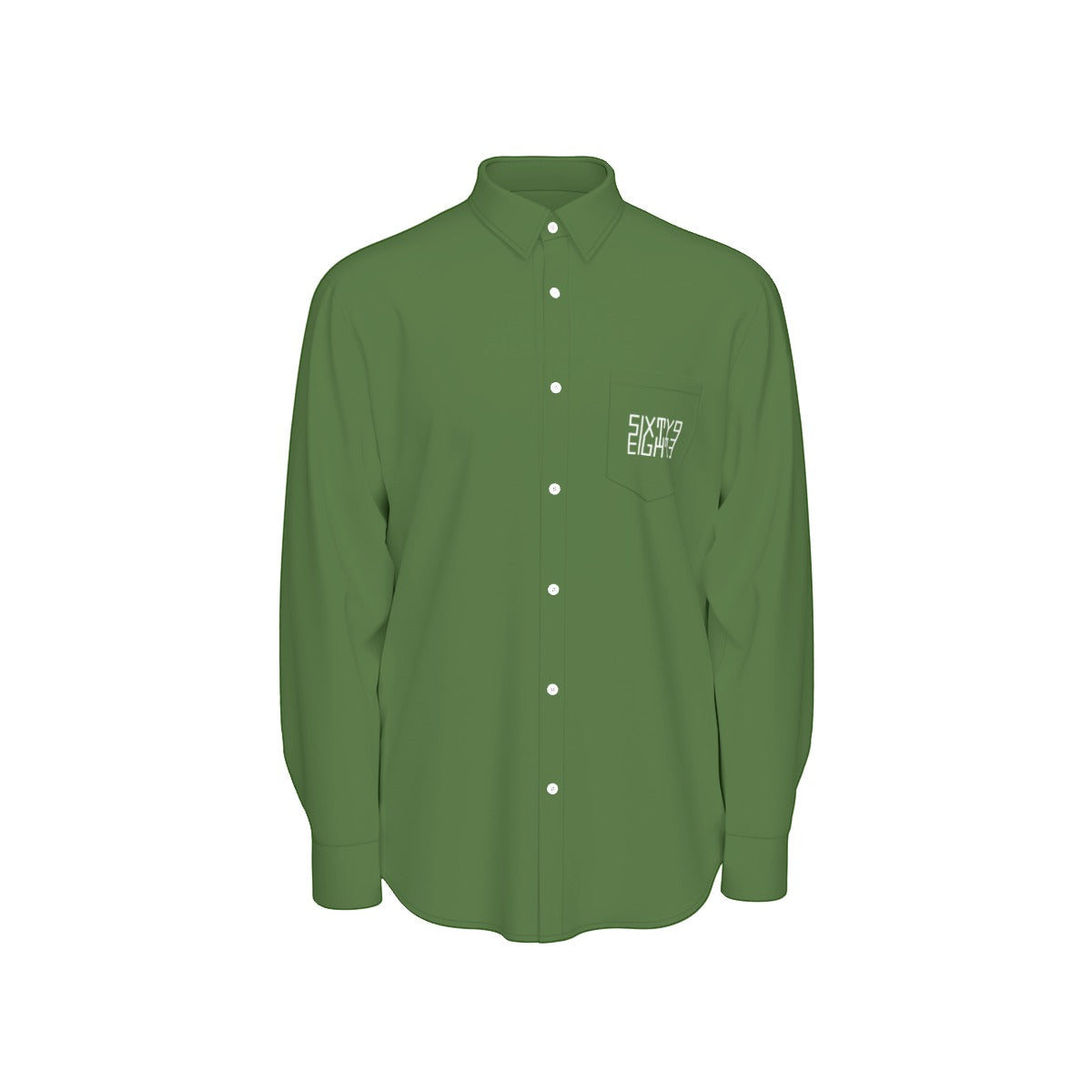 Sixty Eight 93 Logo White Forest Green Men's Cotton Long Sleeve Shirt