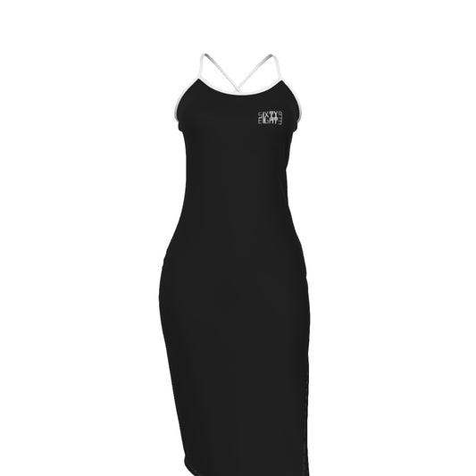 Sixty Eight 93 Logo White Black Women's Back Cross Cami Dress