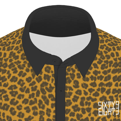 Sixty Eight 93 Logo White Black Cheetah Men's Stretch Polo Shirt