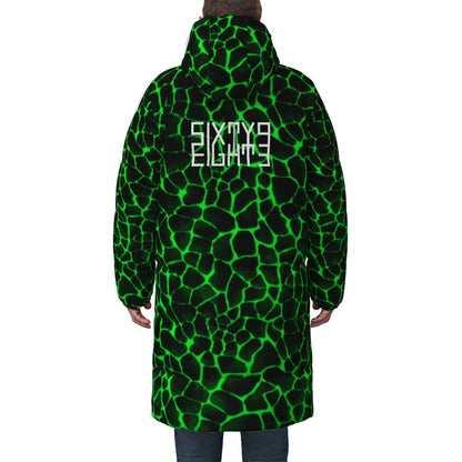 Sixty Eight 93 Logo White Boa Black Lime Unisex Puff Long Down Jacket