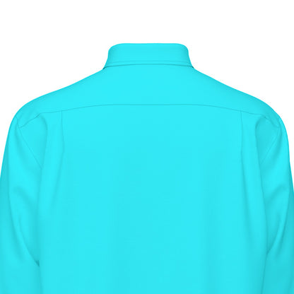 Sixty Eight 93 Logo White Aqua Blue Men's Cotton Long Sleeve Shirt