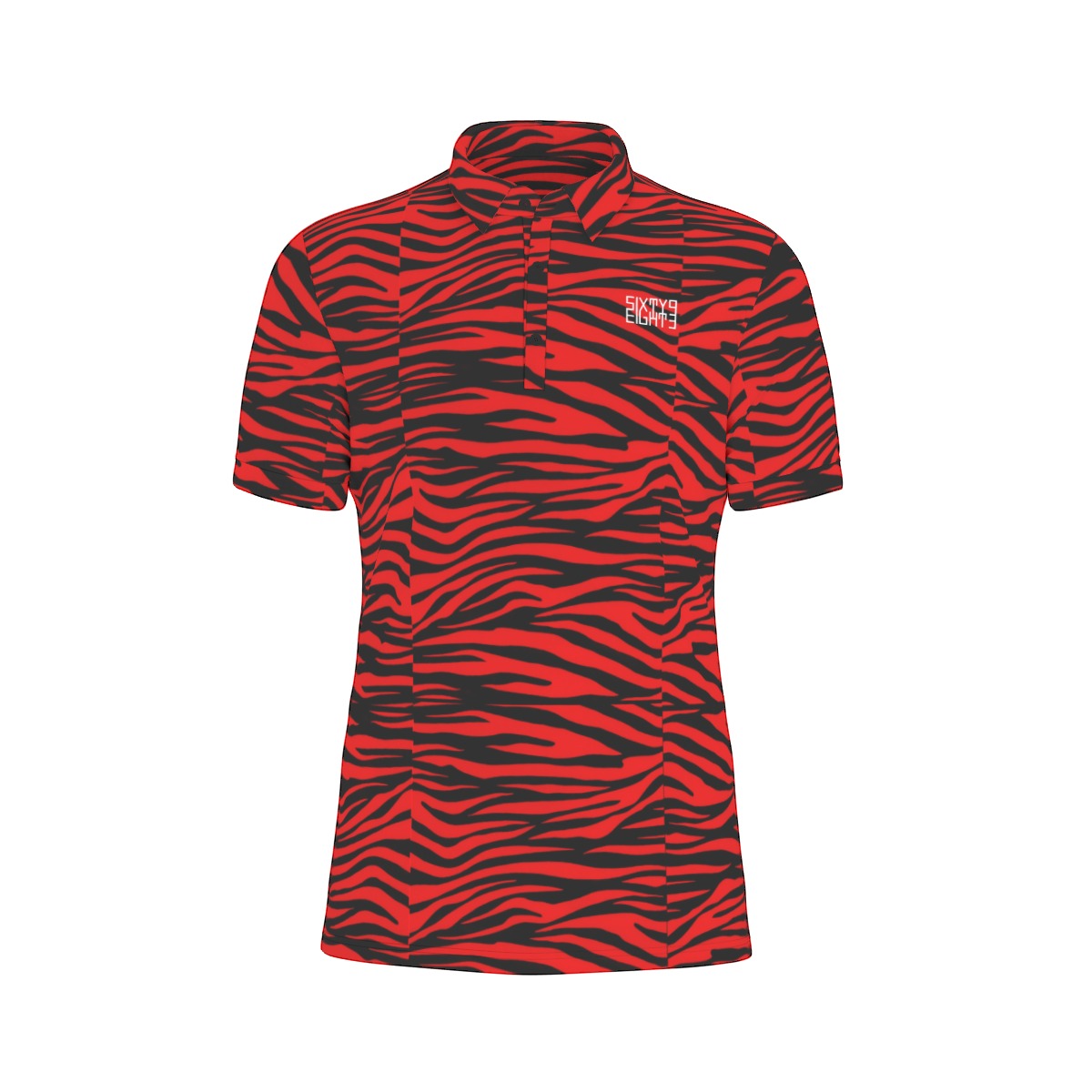 Sixty Eight 93 Logo White Zebra Red Men's Stretch Polo Shirt