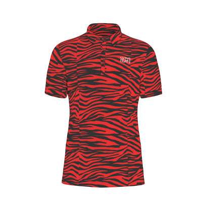 Sixty Eight 93 Logo White Zebra Red Men's Stretch Polo Shirt