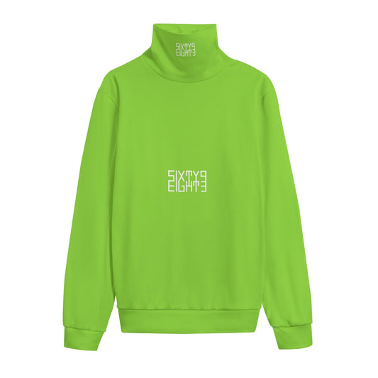 Sixty Eight 93 Logo White Green Apple Unisex Turtleneck Knitted Fleece Sweater
