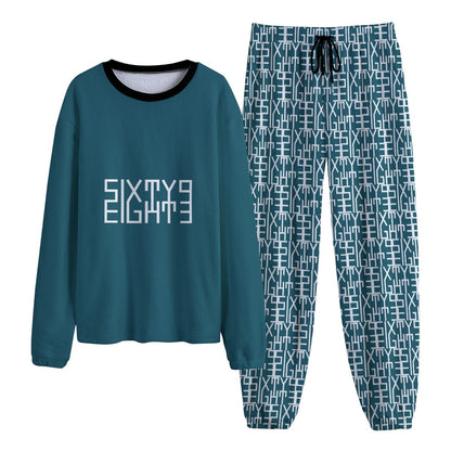 Sixty Eight 93 Logo White Dark Teal Unisex Thicken Pajama Set #11