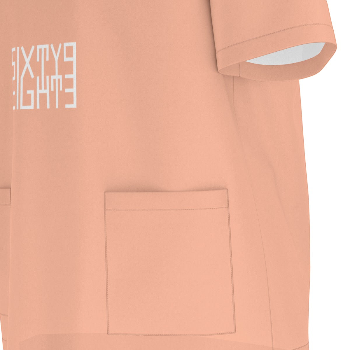 Sixty Eight 93 Logo White Peach Unisex Scrub Set With Six Pockets