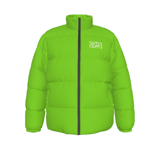 Sixty Eight 93 Logo White Green Apple Unisex Puffer Jacket