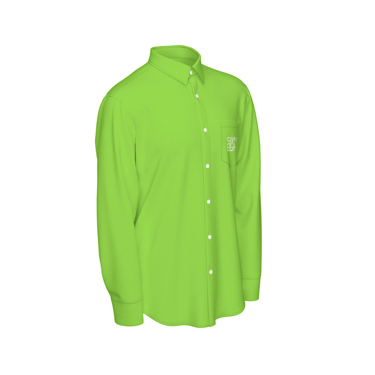 Sixty Eight 93 Logo White Green Apple Men's Cotton Long Sleeve Shirt