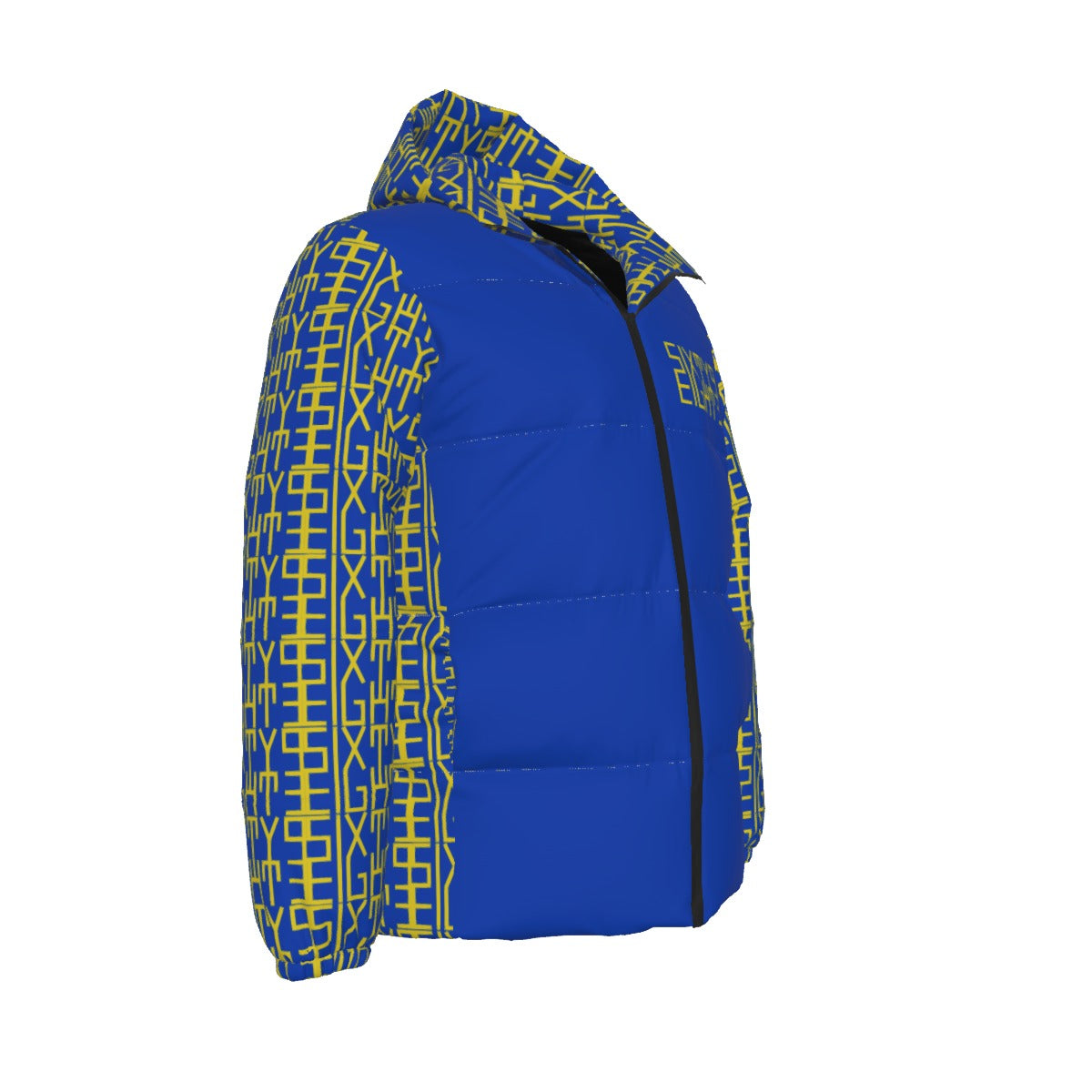 Sixty Eight 93 Infinity Logo Gold Blue Unisex Hooded Puffer Jacket